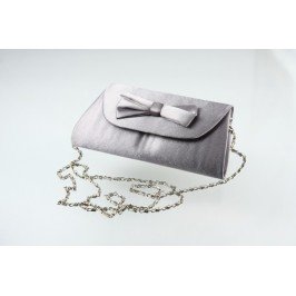 Společenská kabelka s mašlí - stříbrno-šedivá