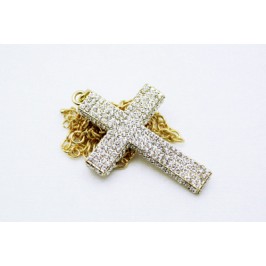 Štrasový kříž zlatý